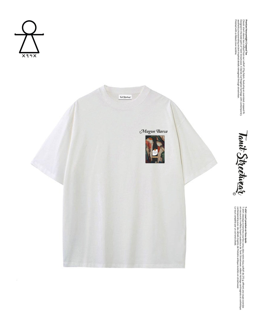 MAGON – White Cropped Oversized Tee