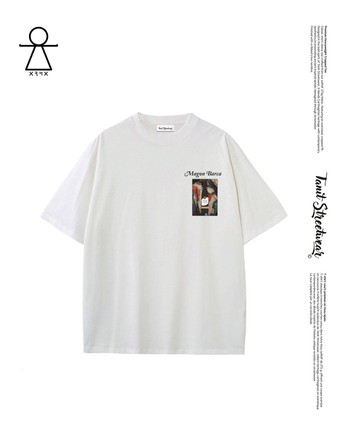 MAGON – White Cropped Oversized Tee