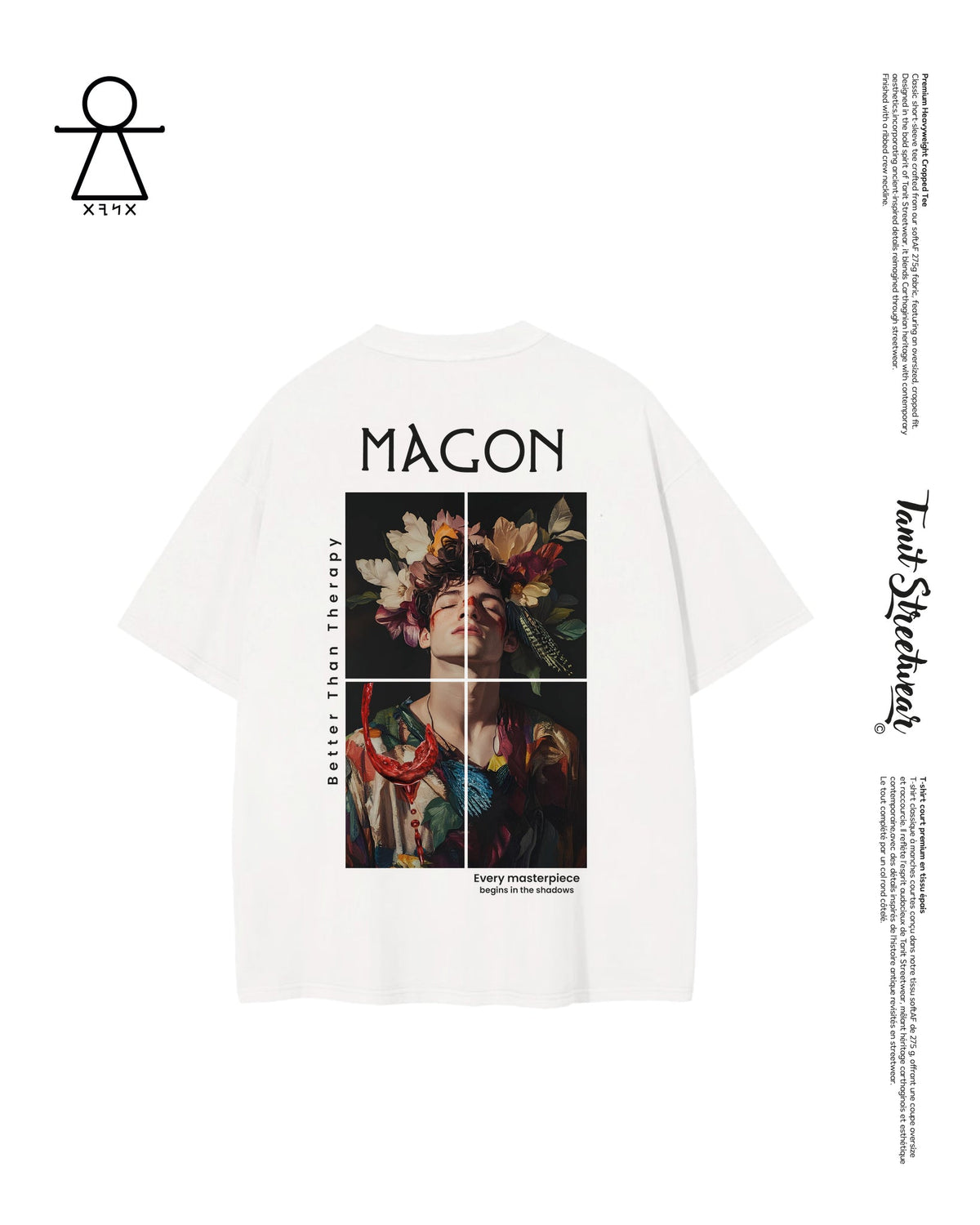 MAGON – White Cropped Oversized Tee