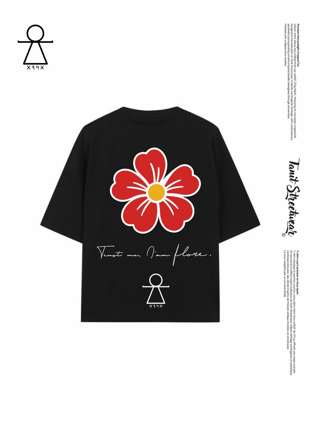 Cropped Black Tee – Flore x Tanit 🌺