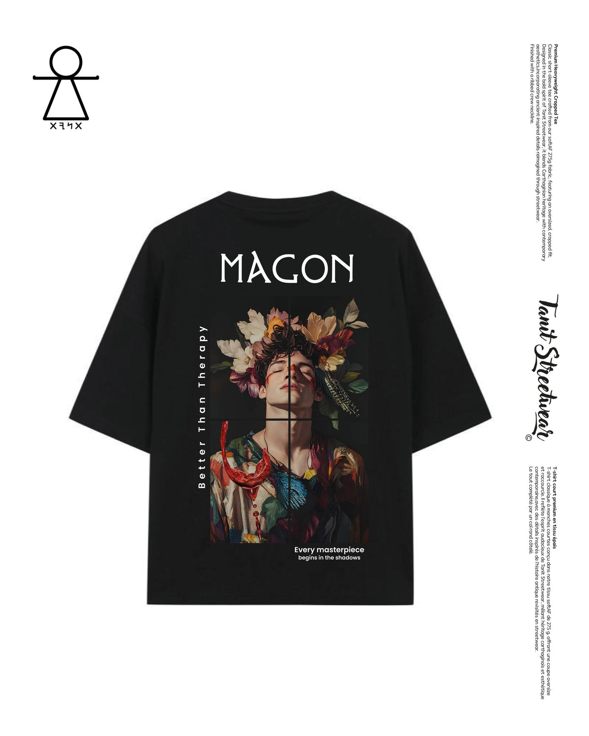 MAGON – Black Cropped Oversized Tee